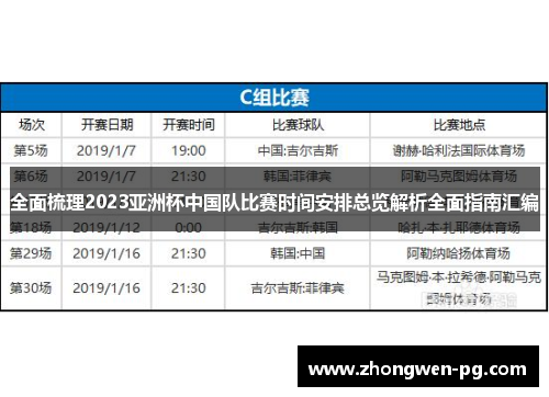 全面梳理2023亚洲杯中国队比赛时间安排总览解析全面指南汇编 全面梳理2023亚洲杯中国队比赛时间安排总览解析全面指南汇编